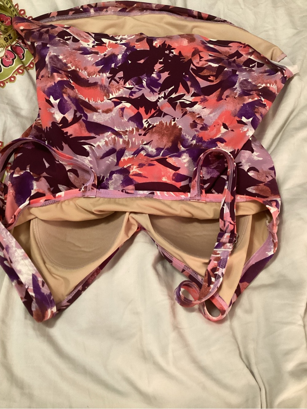 L.L. Bean Floral Twist-Front Tankini Swim Top in Purple and Pink - Picture 10 of 13